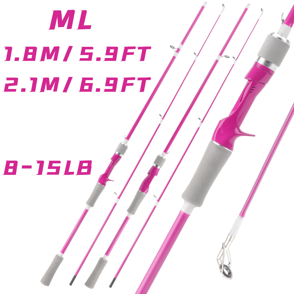 คันเบ็ดสองส่วน ML สีม่วง 8-15LB ด้ามจับ EVA กันเหงื่อ มี 2 ขนาด เหมาะสำหรับตกปลาช่อน/ปลาช่อน