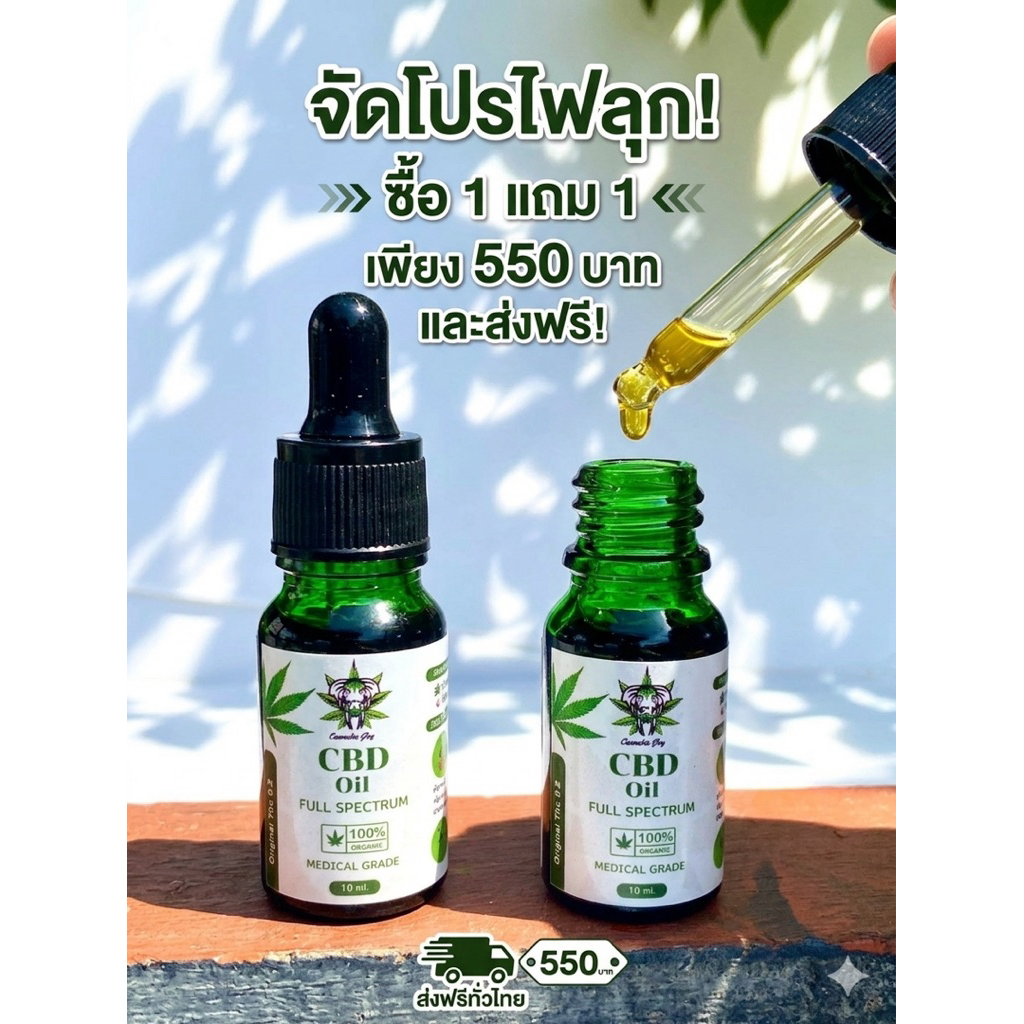 โปรไฟลุก 1 แถม 1 [ 10ML ] น้ำมันพรีเมียม บริสุทธิ์ 100% ออร์แกนิค สูตรใหม่ สกัดเข้มข้น  จำนวน 2ขวด (จำกัดคำสั่งซื้อ)