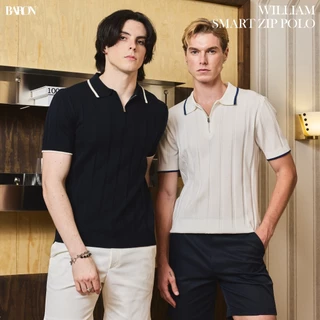 BARON William Smart Zip Polo เสื้อโปโลแขนสั้นรุ่นวิลเลี่ยมไหมยืดหยุ่น สุภาพบุรุษ