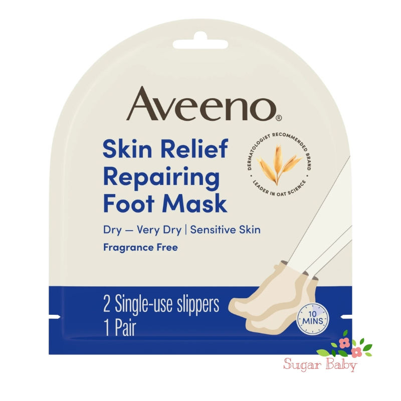 Aveeno Repairing Cica Foot Mask 2 Single-Use Slippers ถุงเท้าสำหรับมาส์กเท้า (1 คู่)