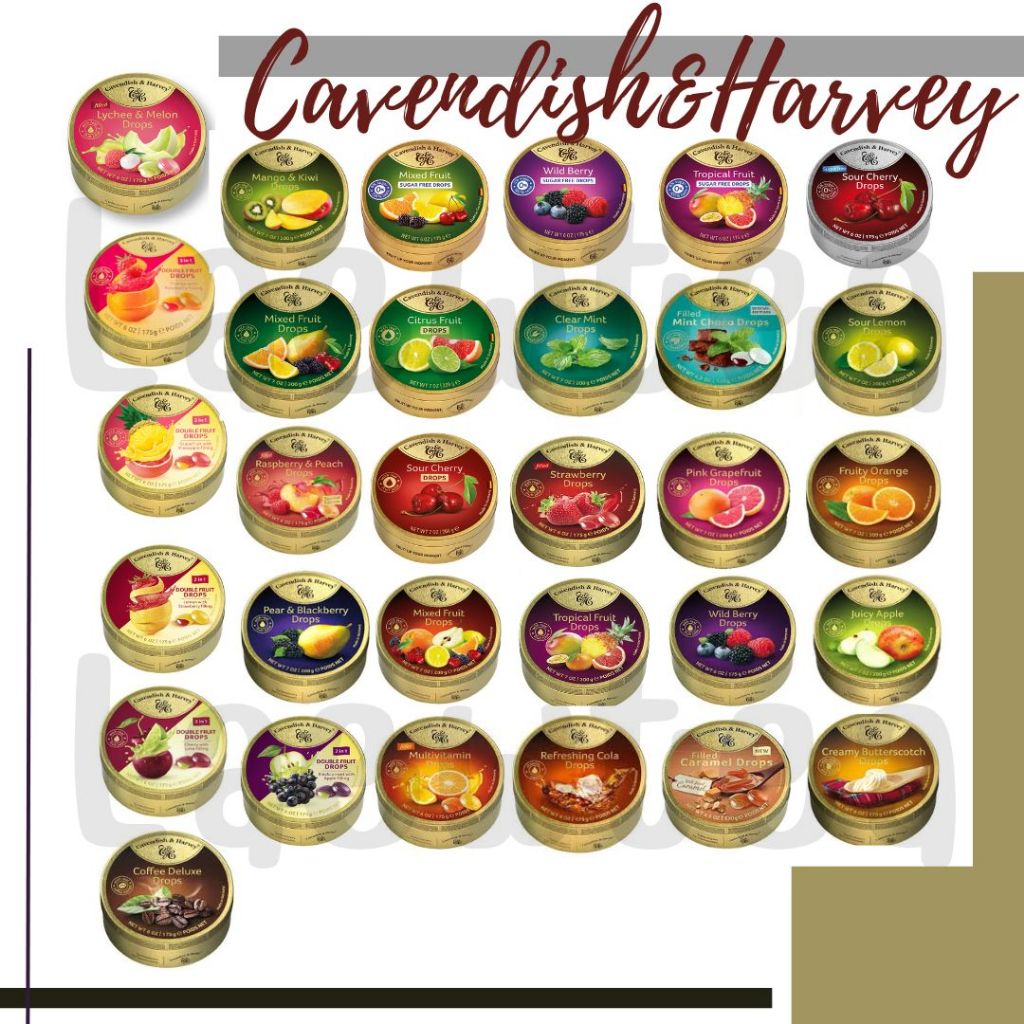 ลูกอมรสผลไม้เข้มข้น With Real Fruit Juice แบรนด์ Cavendish&Harvey Net:130 - 200g จากเยอรมนี มีหลายรส