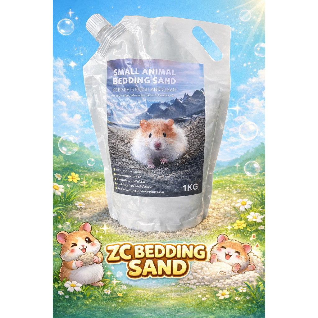 [ZC] ทรายแซดซี ZC Bedding Sand ทรายอนามัยรองพื้นกรง สำหรับสัตว์เลี้ยงขนาดเล็ก จับตัวเป็นก้อนอย่างดี ขนาด 1 kg.