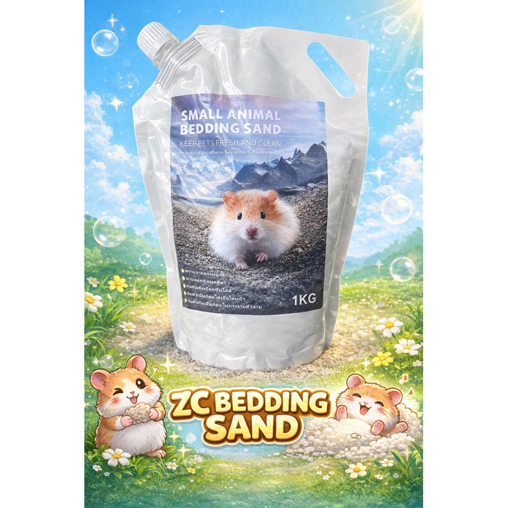 [ZC] ทรายแซดซี ZC Bedding Sand ทรายอนามัยรองพื้นกรง สำหรับสัตว์เลี้ยงขนาดเล็ก จับตัวเป็นก้อนอย่างดี ขนาด 1 kg.