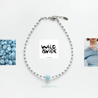“Ocean Whisper” Aquamarine Necklace 💙 สร้อยคอหินอะความารีน + เฮมาไทน์ | Minimal Luxury | Unisex | พร้อมส่ง