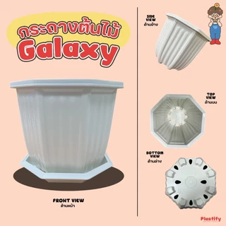 Plastify 🌿 กระถางต้นไม้ทรงหกเหลี่ยม🌿 รุ่น Galaxy พร้อมจานรอง ขนาด 6" 8" 10" 12" 15" มีให้เลือก 5 สี