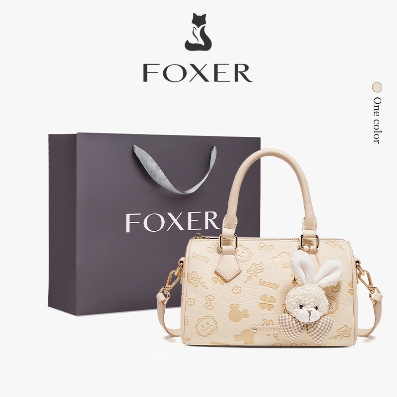 FOXER กระเป๋าสะพายข้างลายนูนสำหรับผู้หญิง กระเป๋าสะพายไหล่สุดน่ารัก ความจุขนาดใหญ่