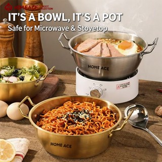 HOME ACE หม้อเกาหลี สีทอง สแตนเลส หม้อราเม็ง/ซุป พร้อมฝาปิด …