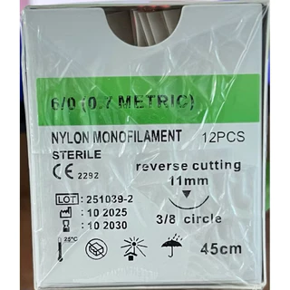 Nylon ไหมเย็บแผลชนิดไม่ละลายขายยกก่อง( 1กล่อง มี 12 เส้น ) No2/0 No3/0 No4/0 No 5/0 No6/0