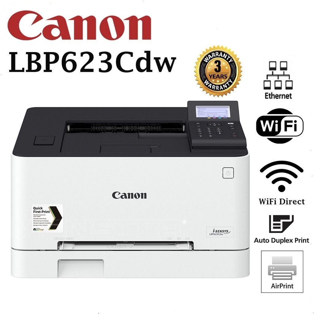 เครื่องปริ้นเตอร์เลเซอร์ สี Cannon LBP623Cdw / LBP 623 Cdw พิมพ์สีสวย สั่งงานไร้สาย สะดวกพร้อมทำงาน