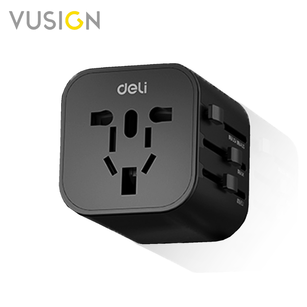 Vusign ปลั๊กแปลงต่างประเทศ อแดปเตอร์แปลงไฟ USB A+C ชาร์จเร็ว 75w ปลั๊กแปลง Universal Travel Adapter