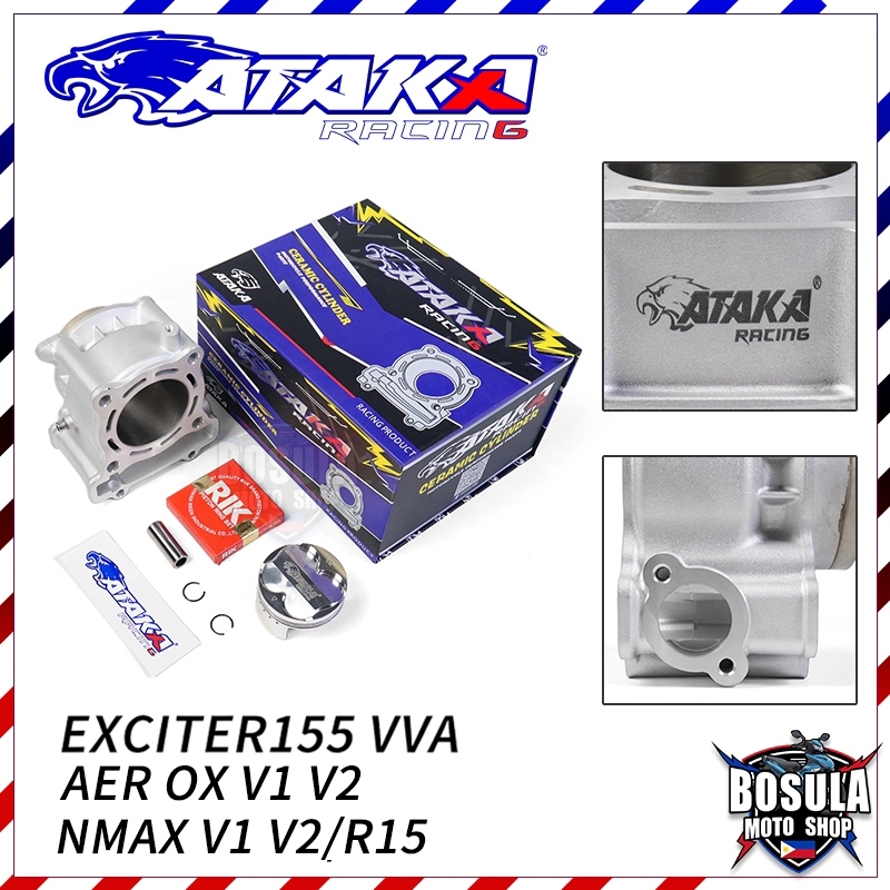 ATAKA เสื้อสูบ เซรามืก Forged Ceramics Cylinder Block Set FOR NMAX v1 v2 AEROX v1 v2 EXCITER155 VVA 62/63/65มม