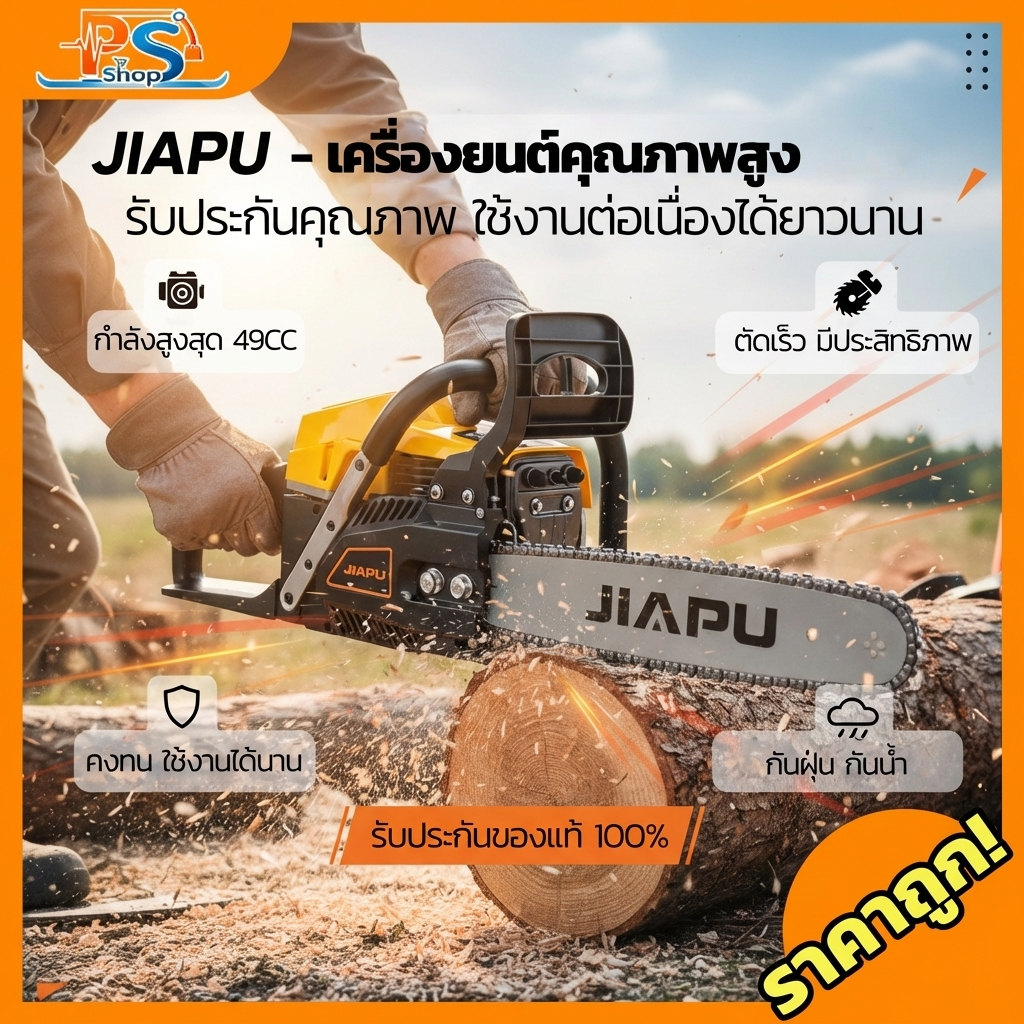 JIAPU เลื่อยยนต์ 11.5 นิ้ว รุ่น 5200 เลื่อยโซ่ตัดไม้ กำลังแรง เครื่องตัดไม้ สำหรับงานสวนและงานไม้