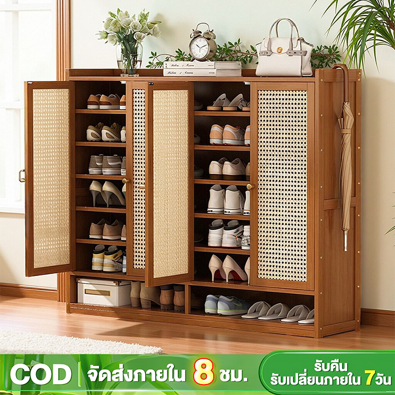 ตู้รองเท้า ไม้เนื้อแข็ง 100% ชั้นวางรองเท้า ประหยัดพื้นที่ หลายชั้น กันฝุ่น กล่องรองเท้า ชั้นวางของ shoes shelf