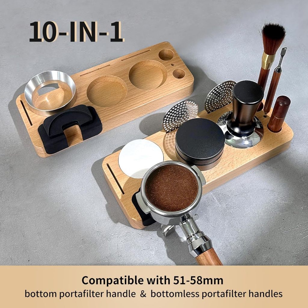 แท่นวางด้ามชงกาแฟ Espresso Tamping Station  เอสเปรสโซ เทมเปอร์ 10 IN 1 ที่วางแทมเปอร์ เครื่องมือไม้
