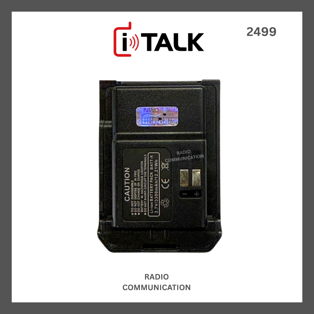 แบตเตอรี่วิทยุสื่อสาร ITALK 2499 Li-ion Battery 3.7V 3,300 mAh 12.21wH