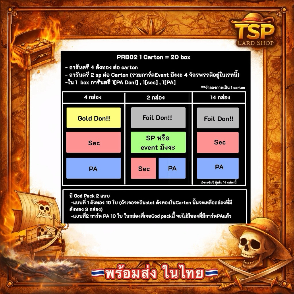 แยกซอง[ยน.260]เรทคาร์ตัน🌈พร้อมส่งในไทย🇹🇭PRB-02 การ์ด(JP) One Piece TCG Card การ์ดวันพีช ล็อตญี่ปุ่น เทปใส 💯 รูปที่ 5