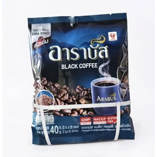 กาแฟอาราบัส แบล็คคอฟฟี่ สูตรคั่วเข้ม 40 กรัม (20 ซอง) กาแฟดำเข้มข้น หอมแรง ไม่มีน้ำตาล