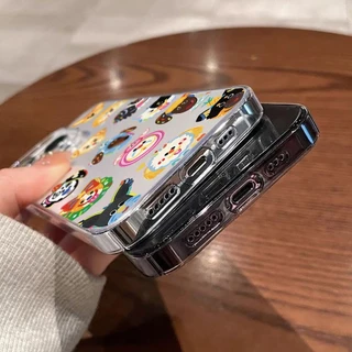 INS เหมาะสำหรับ iPhone 11 13 17 Pro Max 16 15 14 12 11 Pro Max Air 13Proเคสโทรศัพท์มือถือ TPUกันกระแทกรูใหญ่ลายการ์ตูนใส
