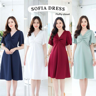 Sofia dress เดรสออกงาน เดรสซาตินอกทวิส  ใส่ออกงาน ป้าย VERA