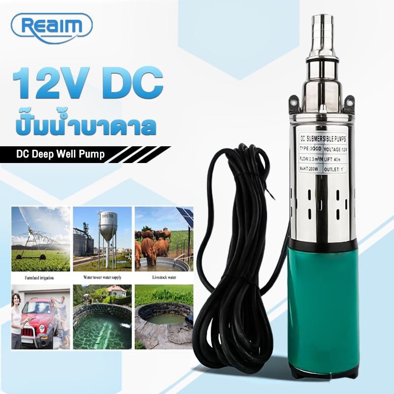 REAIM ปั๊มน้ำ ปั๊มน้ําบาดาล 1 นิ้ว ปั๊มบ่อน้ําลึก DC Deep Well Pump ปั้มบาดาลสกรู สแตนเลสไม่เป็นสนิม