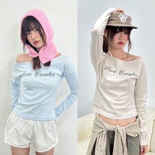 Choosedress A2028 Jelly Shoulder Top เสื้อเเขนยาวปาดไหล่ ปัก…