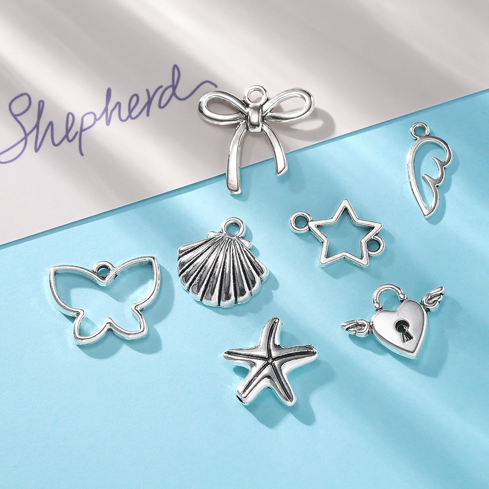 โลหะผสมสังกะสีจี้Y2Kสไตล์เกาหลีสีเงินรูปดาวโบว์ หัวใจปีกนกน่ารักๆจี้ห้อยพวงกุญแจอะไหล่เครื่องประดับ DIY