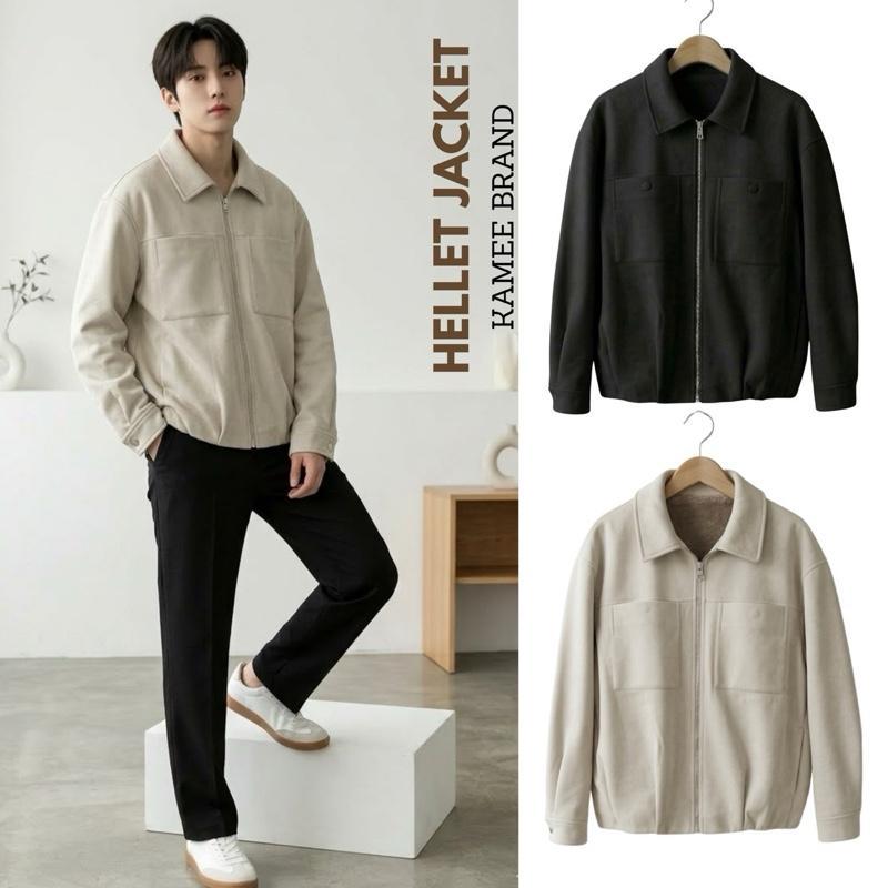 Kamee Hellet Jacket เสื้อแจ็คเก็ตผ้ากำมะหยี่ ทรงครอปสั้น เหมาะใส่คลุมอากาศ 5-15 องศา