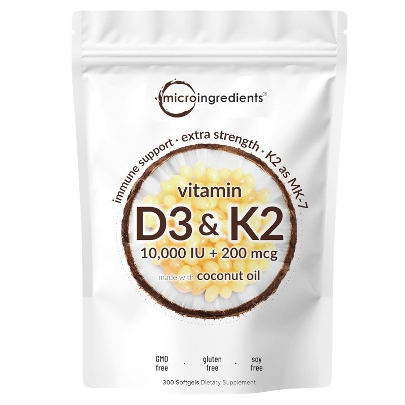 วิตามิน D3 10000 IU + K2 MK7 200mcg ซอฟเจล บำรุงกระดูก สุขภาพหัวใจ