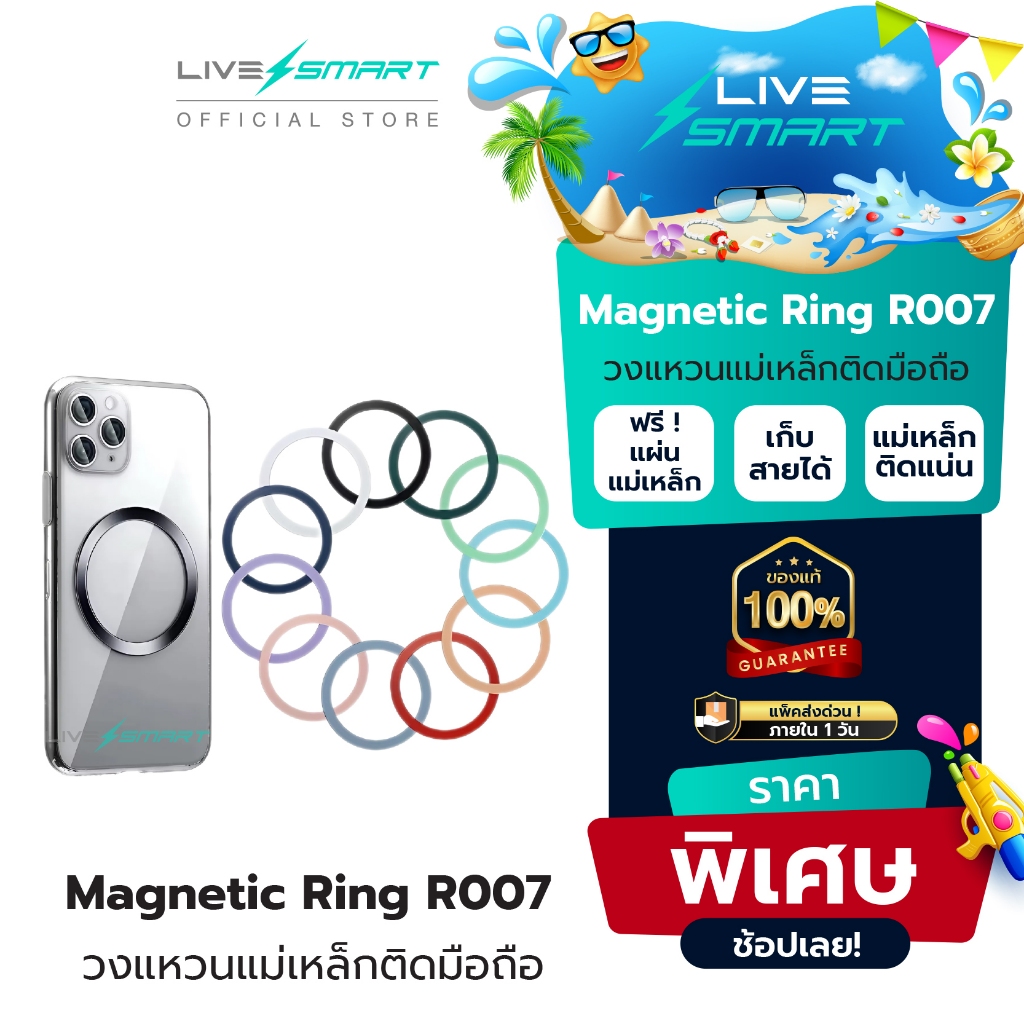 แผ่นแม่เหล็ก ติดหลังมือถือ LiveSmart Magnetic Plate แผ่นเหล็กติดมือถือ R007