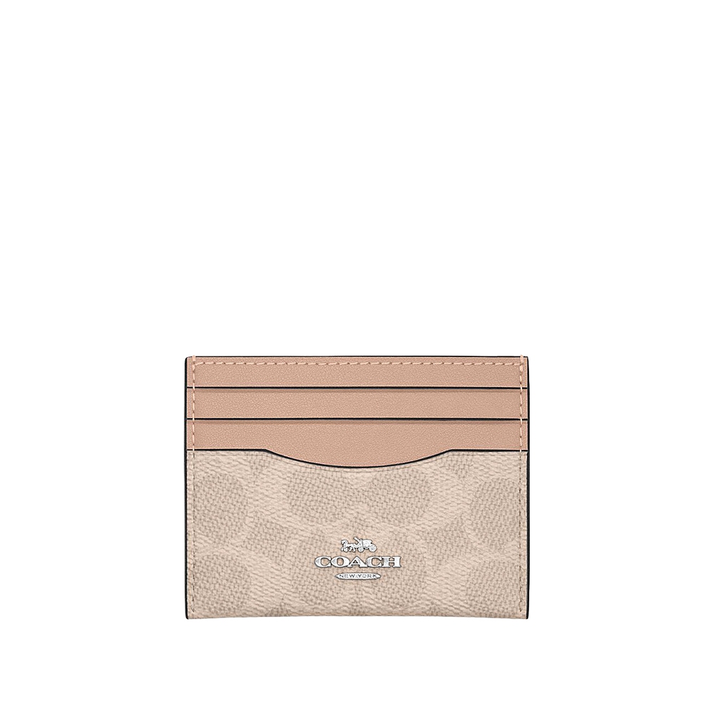 Coach CZ286 Slim Id Card Case In Signature Canvas (SVPWH) กระเป๋าใส่บัตรผู้หญิง สี Sv/Sand/Taupe