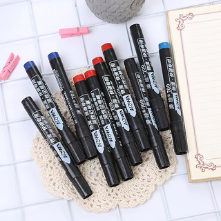 10 ชิ้น ปากกามาร์เกอร์กันน้ำ หมึกแห้งเร็ว หัวกลม 3 มม สีแดง น้ำเงิน สีดำ ปากกาทำเครื่องหมายน้ำมัน
