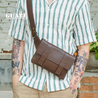 NEW! GUATE - กระเป๋าคาดอก รุ่น Fish/L 23cm หนังวัวแท้100% หน…