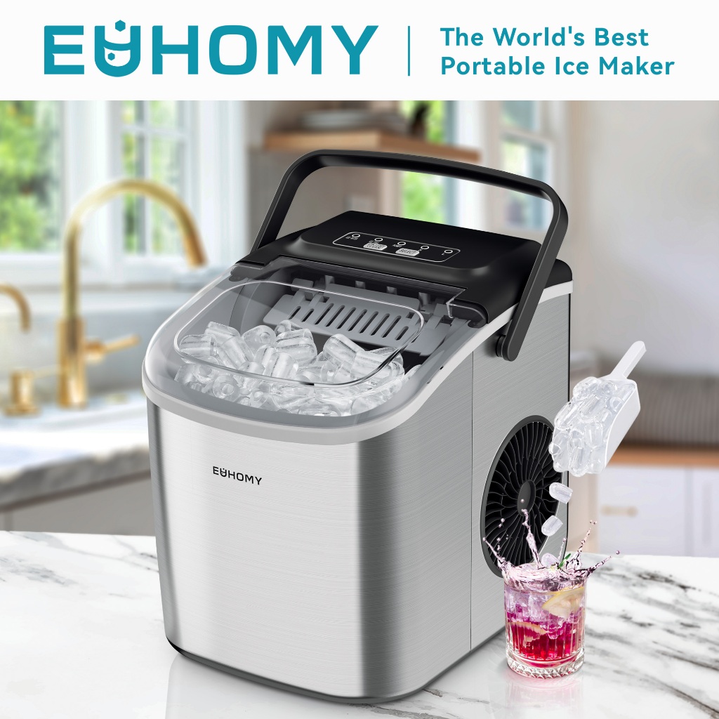 [ลดทันที1000.-]เครื่องทำน้ำแข็ง Euhomy Ice maker 1.2L ทำน้ำแข็งอัตโนมัติใน 6นาที/9ก้อน สะอาด สะดวก สำหรับคนรักสุขภาพ