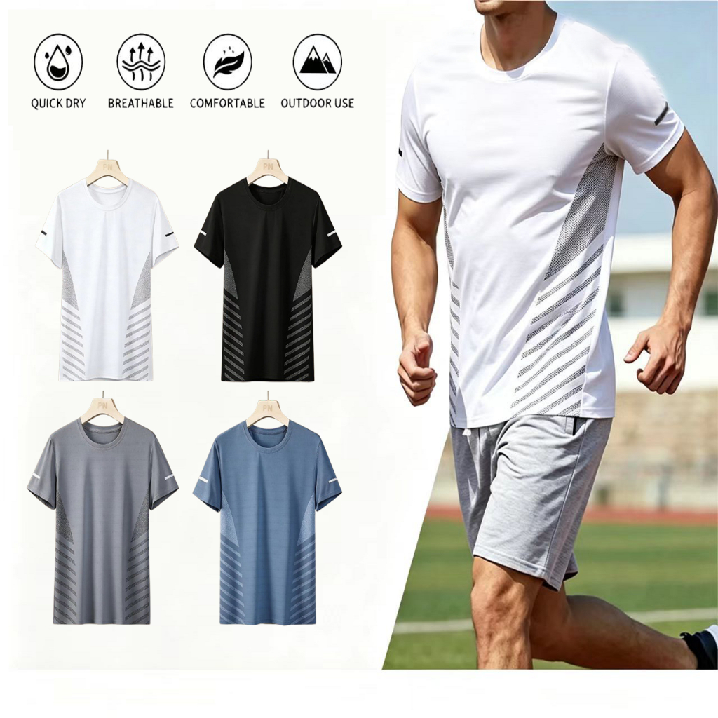 เสื้อยืดกีฬาผู้ชาย น้ำหนักเบา เหมาะสำหรับฤดูร้อน แห้งเร็ว ระบายอากาศได้ดี เหมาะสำหรับวิ่ง แขนสั้น ลำลอง
