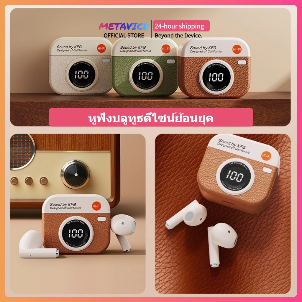 Metavice หูฟังไร้สายแบบหูพาด Bluetooth5.4 เล่นได้8ชม.+ ระยะ15ม. กันน้ำ PC+ABS ดีไซน์เรียบหรู เสียงสเตอริโอ ราคาถูกคุ้ม