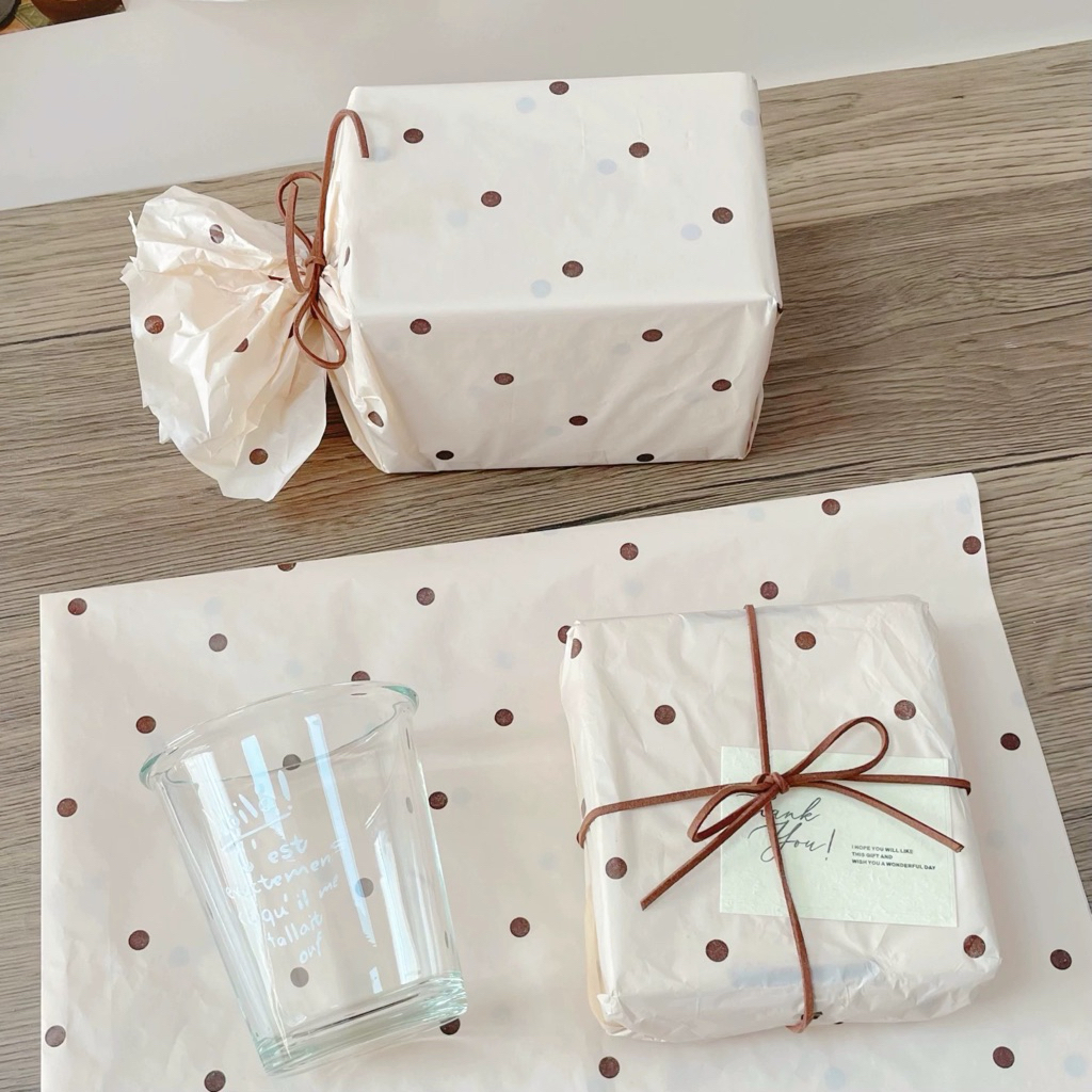 🎀 포카도트 Polka Dot 50x70CMกระดาษไขลายจุดแบบบางยับง่าย Minimal INS กระดาษห่อของขวัญ/ห่อไวน์/รองแพ็กสินค้า สไตล์เกาหลี 감성🇰🇷✨