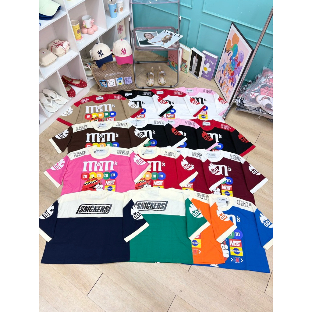 คอป m&m02 เสื้อยืดทูโทนคอกลม#20_oversizedอก44-46ย20