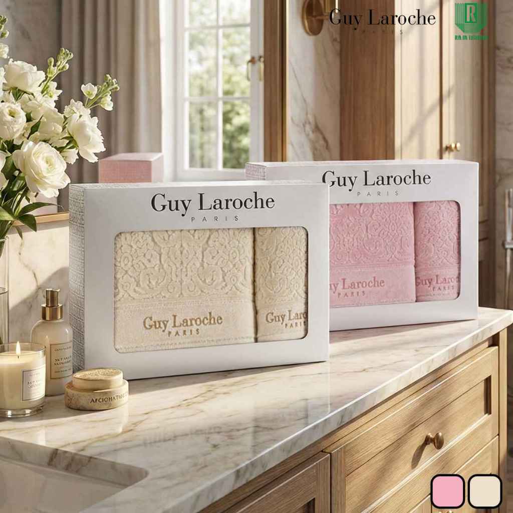GIFTSET GUY LAROCHE ROYAL TOUCH ผ้าขนหนูคอตตอนแท้ 100% ผิวสัมผัสแบบกำมะหยี่ เรียบลื่น นุ่มเป็นพิเศษ [TGC205]
