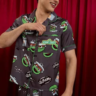 Muslin Pajamas Sesame Collection [Cozy Oscar] ชุดนอนใส่เที่ยว ลาย Oscar