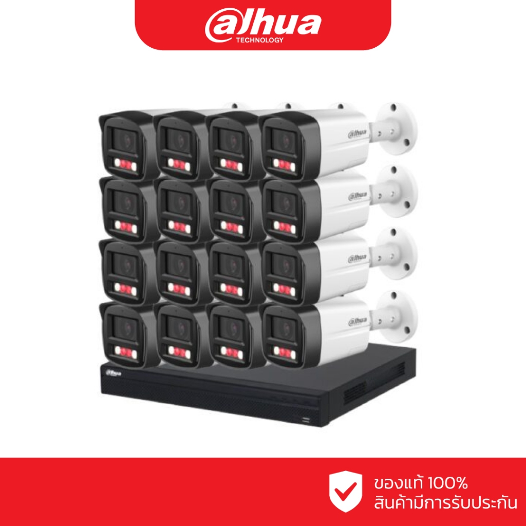 DAHUA ชุดกล้องวงจรปิด IP 16 ตัว 2 ล้านพิกเซล รุ่น DH-IPC-HFW2249TLP-S-PV + DHI-NVR4216-16P-4KS3 (Wiz
