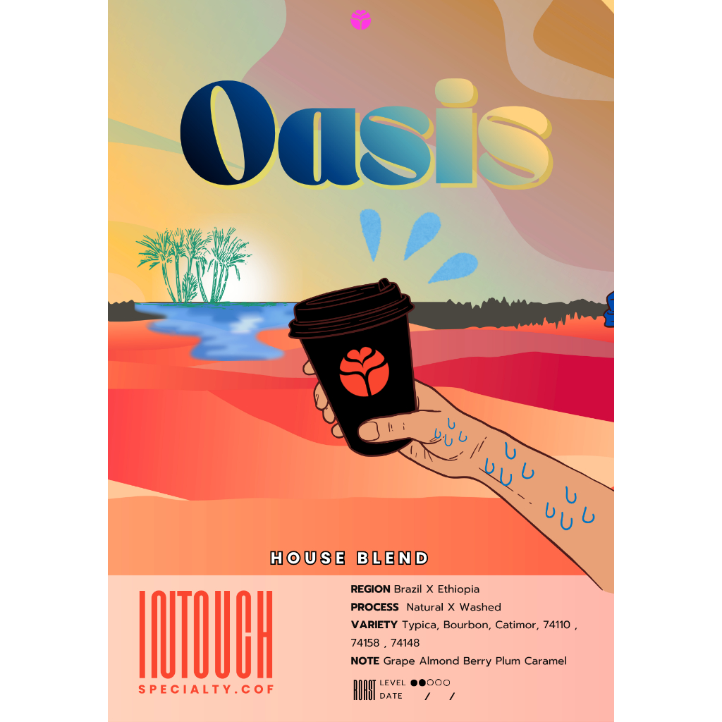 เมล็ดกาแฟ Oasis คั่วอ่อนกลาง เบลนด์ ขนาด 100 กรัม [Intouch Roaster]