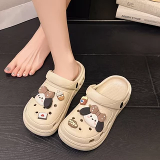 JSNB รองเท้าแตะผู้หญิง รองเท้าหัวโต Clogs น้องหมาหูยาว ติด Jibbitz สุดคิ้วท์ รองเท้าแฟชั่นผู้หญิง สไตล์เกาหลี [H827]