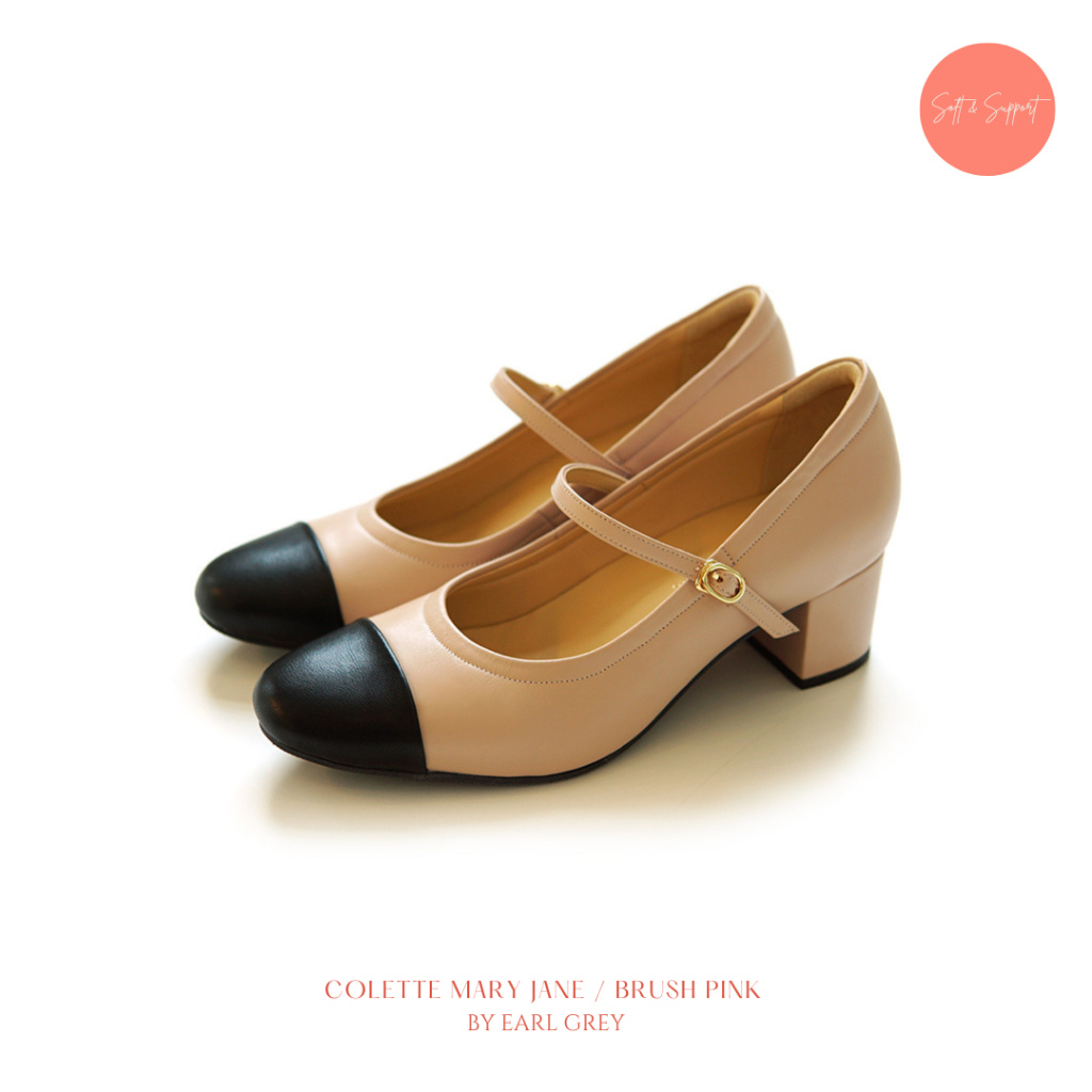 EARL GREY รองเท้าหนังแกะแท้ หนังนิ่ม พื้นนุ่ม รุ่น COLETTE Mary Jane in Brush pink