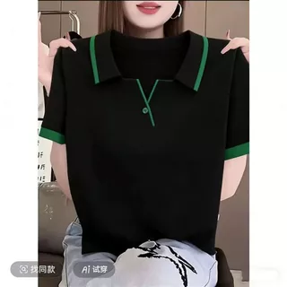 เสื้อโปโลแขนสั้นสำหรับผู้หญิง ทันสมัย ​​มีสไตล์ ใช้งานได้หลากหลาย สีพื้น ดีไซน์เก๋ไก๋ ช่วยให้ดูผอมเพรียว