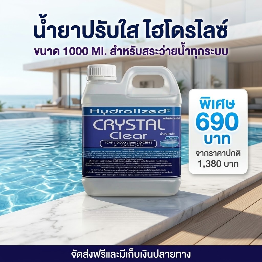 น้ำยาปรับน้ำใส 1000 ML สำหรับสระว่ายน้ำ ช่วยปรับน้ำใสสะอาด กำจัดกลิ่นเหม็นในสระว่ายน้ำ