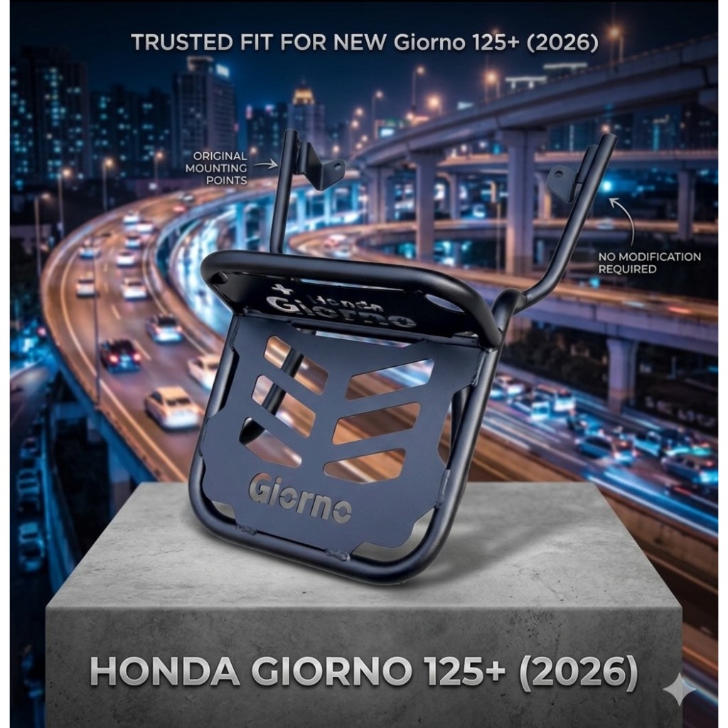 ตะแกรงท้าย ทรง sport สั้น มีกันตกสูง Honda Giorno 125+  กันตกสูง sport สั้น GIORNO 125+ 2024-2027   