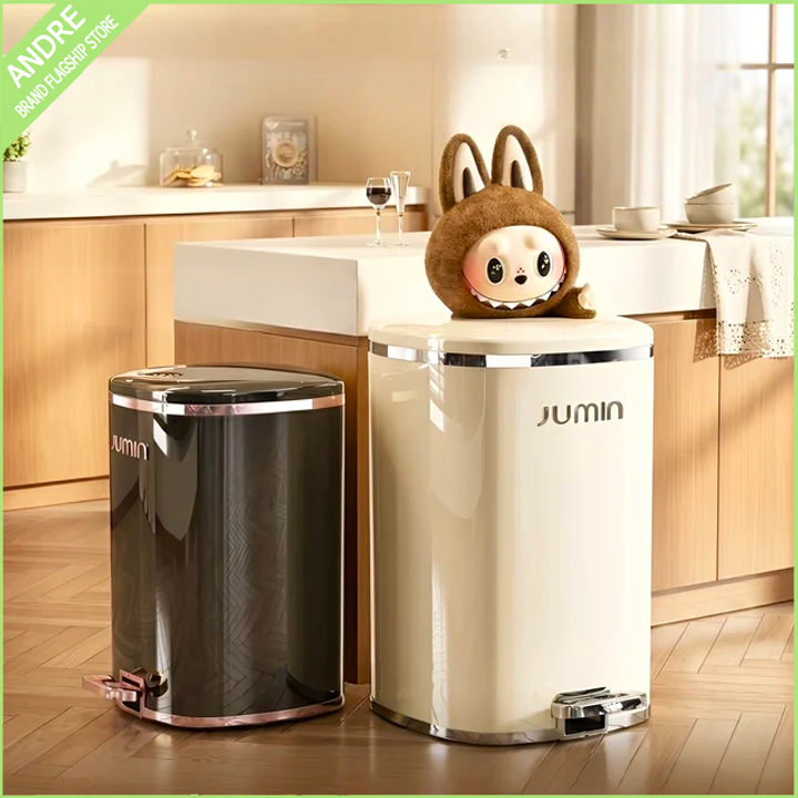 AND ถังขยะใหญ่ ถังขยะใช้เท้าเปิด ถังขยะ10L/15L ถังขยะแบบกดถังขยะสีขาว ถังขยะในห้องน้ํา รุ่นอัพเกรด
