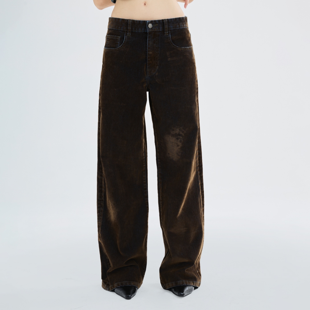 BLACKDOG BKK - Lunar2610 - Flock loose fit jeans   กางเกงยีนส์ขายาวกำมะหยี่
