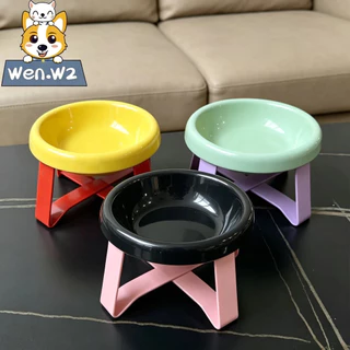 wen.W2 ชามใส่อาหารสัตว์พร้อมขาตั้ง ช่วยป้องกันกระดูกสันหลัง ชามอาหารสัตว์ทรงสูง