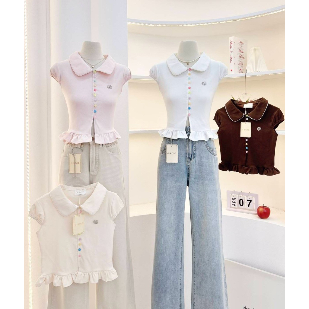 💖New Collection 💖🐰G Rose🐰 เสื้อคอปกแขนกุดและแขนดอลลี่ดีเทลกระดุมยาวแต่งระบายคิวท์ๆ
